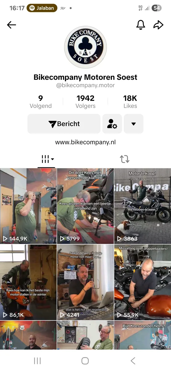 Instagram-profiel @bikecompany.motor met 18K likes