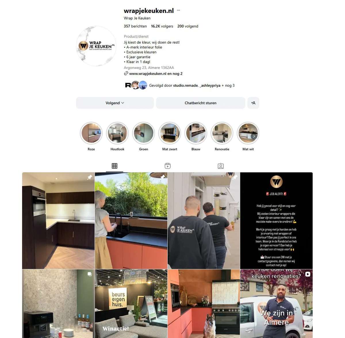 Instagram-profiel @wrapjekeuken met 16,2K volgers